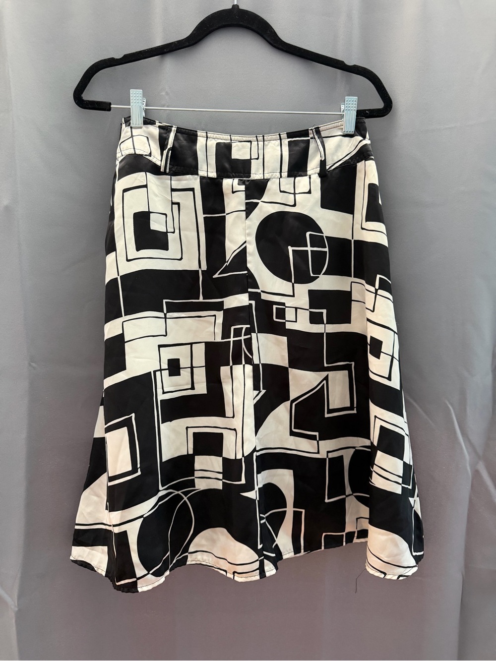 Worthington Black & White Geometric A-Line Skirt